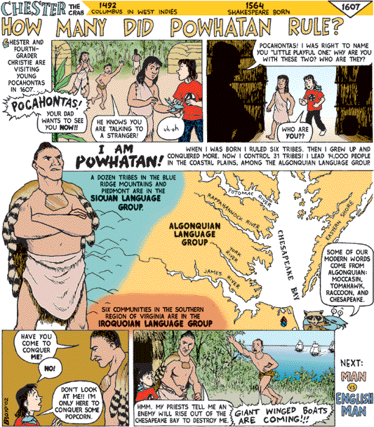 What land and languages did Powhatan rule?